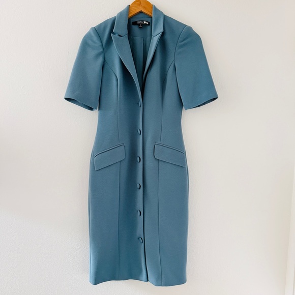 Badgley Mischka Blue Blazer Crepe Dress - Picture 4 of 6